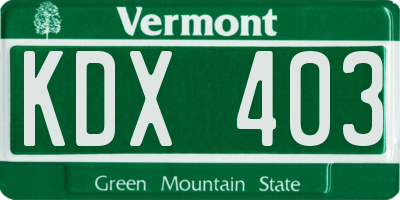 VT license plate KDX403