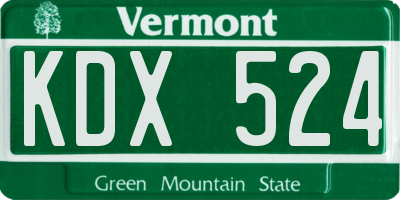 VT license plate KDX524
