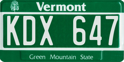 VT license plate KDX647