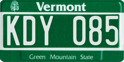VT license plate KDY085