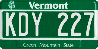 VT license plate KDY227