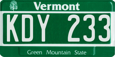 VT license plate KDY233