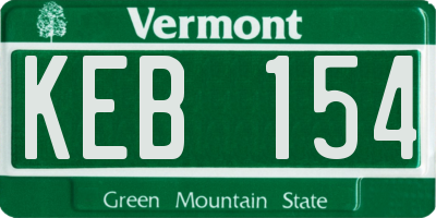 VT license plate KEB154