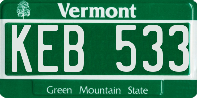 VT license plate KEB533