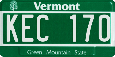 VT license plate KEC170