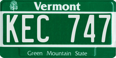 VT license plate KEC747