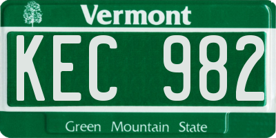VT license plate KEC982