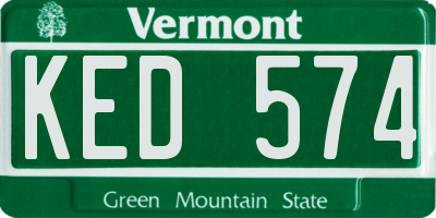 VT license plate KED574