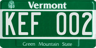 VT license plate KEF002