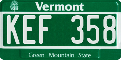 VT license plate KEF358