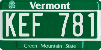 VT license plate KEF781