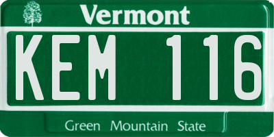 VT license plate KEM116