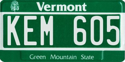 VT license plate KEM605