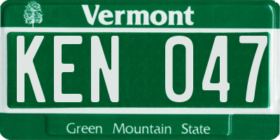VT license plate KEN047