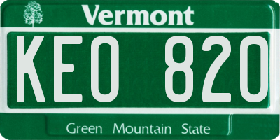 VT license plate KEO820