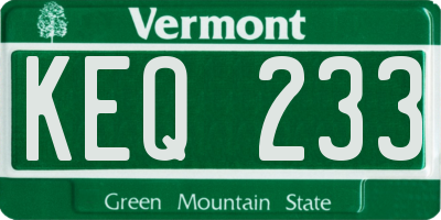 VT license plate KEQ233