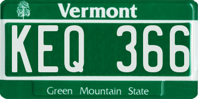 VT license plate KEQ366