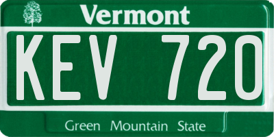 VT license plate KEV720