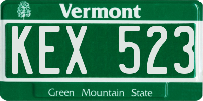 VT license plate KEX523
