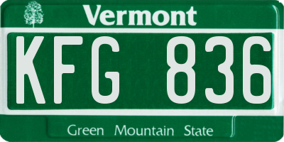 VT license plate KFG836