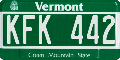 VT license plate KFK442