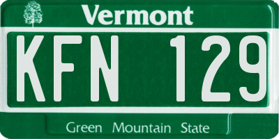 VT license plate KFN129