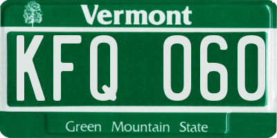 VT license plate KFQ060