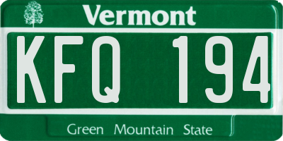 VT license plate KFQ194