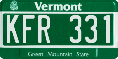 VT license plate KFR331