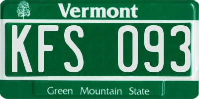 VT license plate KFS093