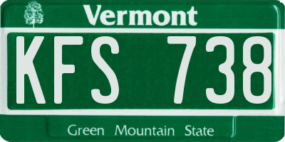 VT license plate KFS738