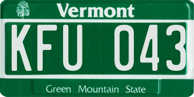 VT license plate KFU043