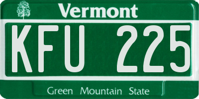 VT license plate KFU225