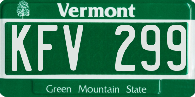 VT license plate KFV299