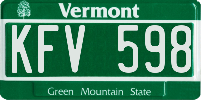 VT license plate KFV598