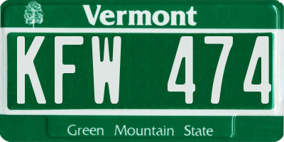 VT license plate KFW474