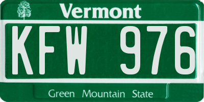 VT license plate KFW976