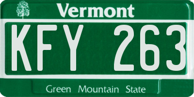 VT license plate KFY263