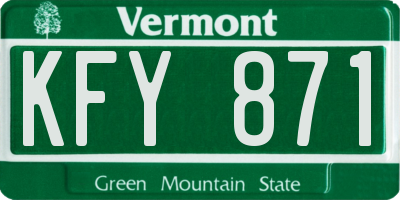 VT license plate KFY871