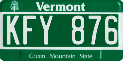 VT license plate KFY876
