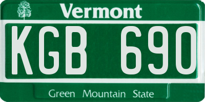 VT license plate KGB690