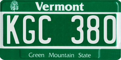 VT license plate KGC380