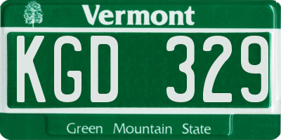 VT license plate KGD329