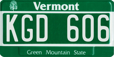 VT license plate KGD606