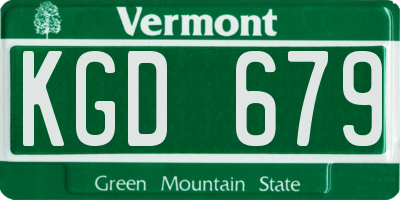 VT license plate KGD679