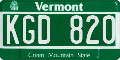 VT license plate KGD820