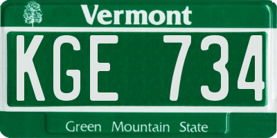 VT license plate KGE734