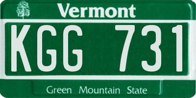 VT license plate KGG731
