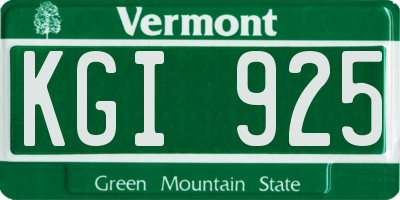 VT license plate KGI925