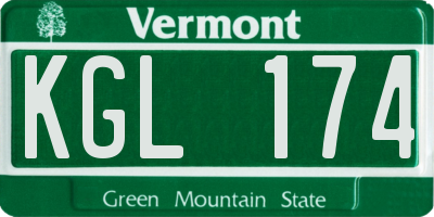 VT license plate KGL174